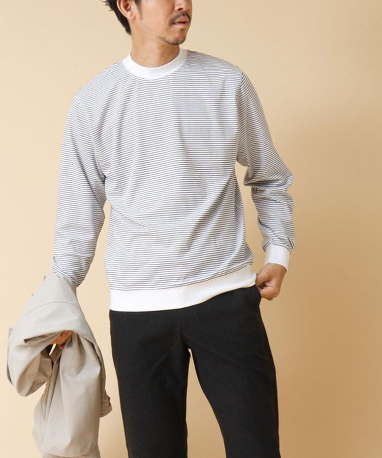 NOLLEY'S goodman「《ビジカジ対応》セミシルケットスムース ボーダードレスT長袖 24AW」|Tシャツ・カットソー|