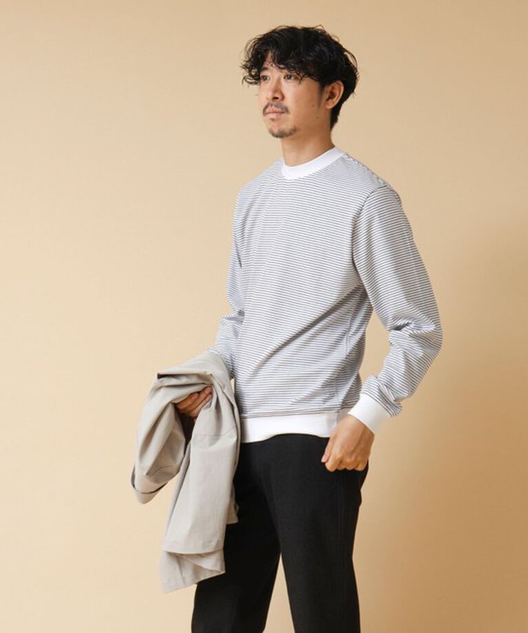 NOLLEY'S goodman「《ビジカジ対応》セミシルケットスムース ボーダードレスT長袖 24AW」|Tシャツ・カットソー|