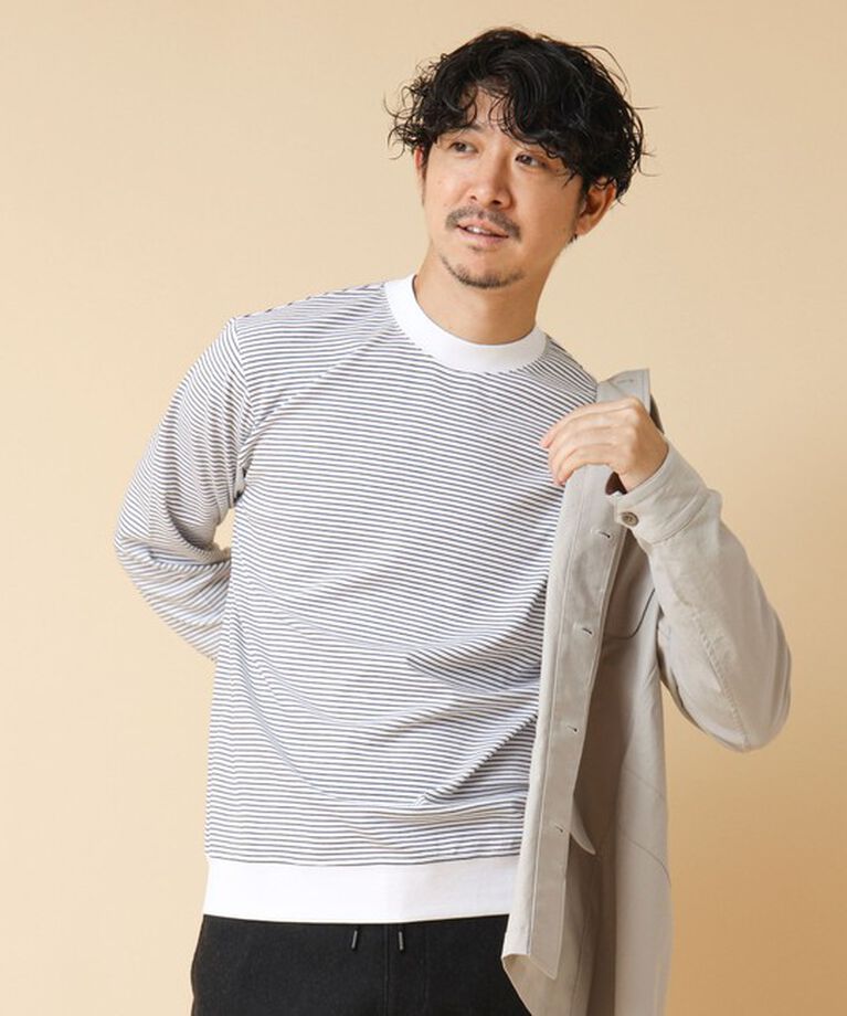 NOLLEY'S goodman「《ビジカジ対応》セミシルケットスムース ボーダードレスT長袖 24AW」|Tシャツ・カットソー|