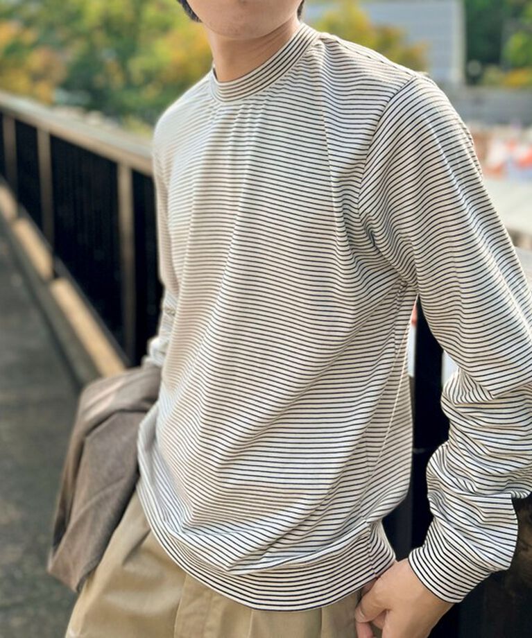 NOLLEY'S goodman「《ビジカジ対応》セミシルケットスムース ボーダードレスT長袖 24AW」|Tシャツ・カットソー|キナリ
