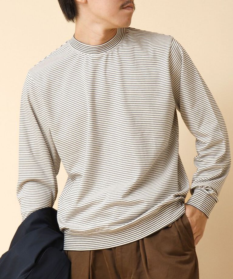 NOLLEY'S goodman「《ビジカジ対応》セミシルケットスムース ボーダードレスT長袖 24AW」|Tシャツ・カットソー|