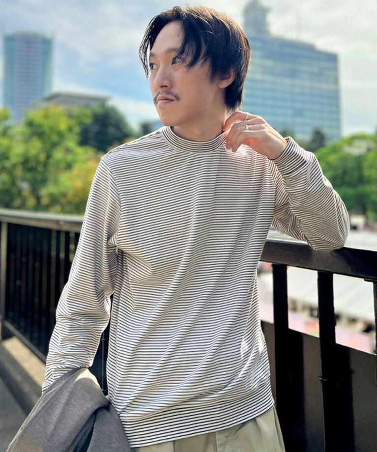 NOLLEY'S goodman「《ビジカジ対応》セミシルケットスムース ボーダードレスT長袖 24AW」|Tシャツ・カットソー|