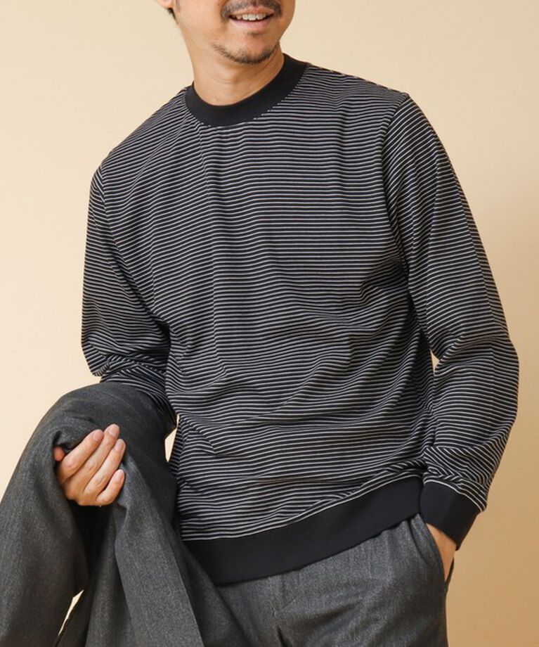 NOLLEY'S goodman「《ビジカジ対応》セミシルケットスムース ボーダードレスT長袖 24AW」|Tシャツ・カットソー|