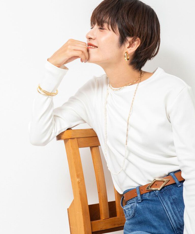 NOLLEY'S「【リピート】◇【WEB限定】コンパクトベアテレコクルーネックロンT」|Tシャツ・カットソー|オフホワイト