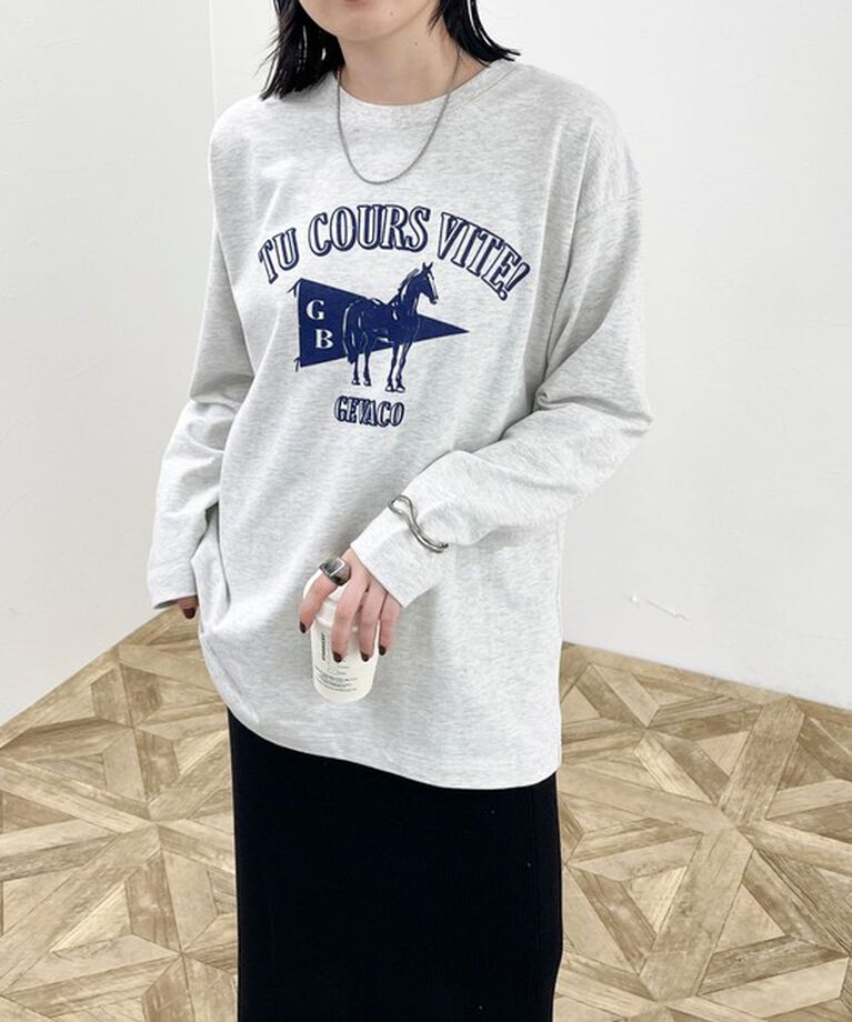 fredy emue「【GEVACO/ゲバコ】フロッキープリントロングスリーブTシャツ」|Tシャツ・カットソー|ライトグレー