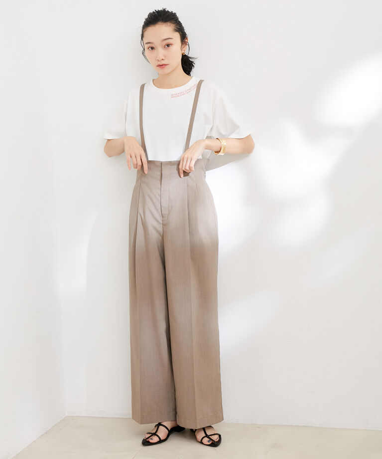 VIS「【セットアップ対応】サス付きリネンライクリラックスワイドパンツ【EASY CARE・接触冷感・洗える】」|その他|