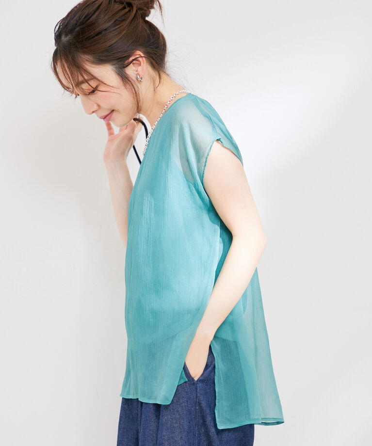 VIS「【洗える】楊柳シアードッキングプルオーバー」|Tシャツ・カットソー|