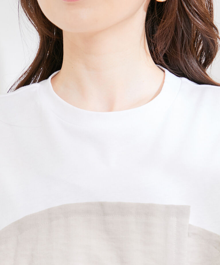 VIS「【洗える】美easyドッキングフレンチスリーブカットソー【接触冷感(ビスチェ部分)】」|Tシャツ・カットソー|