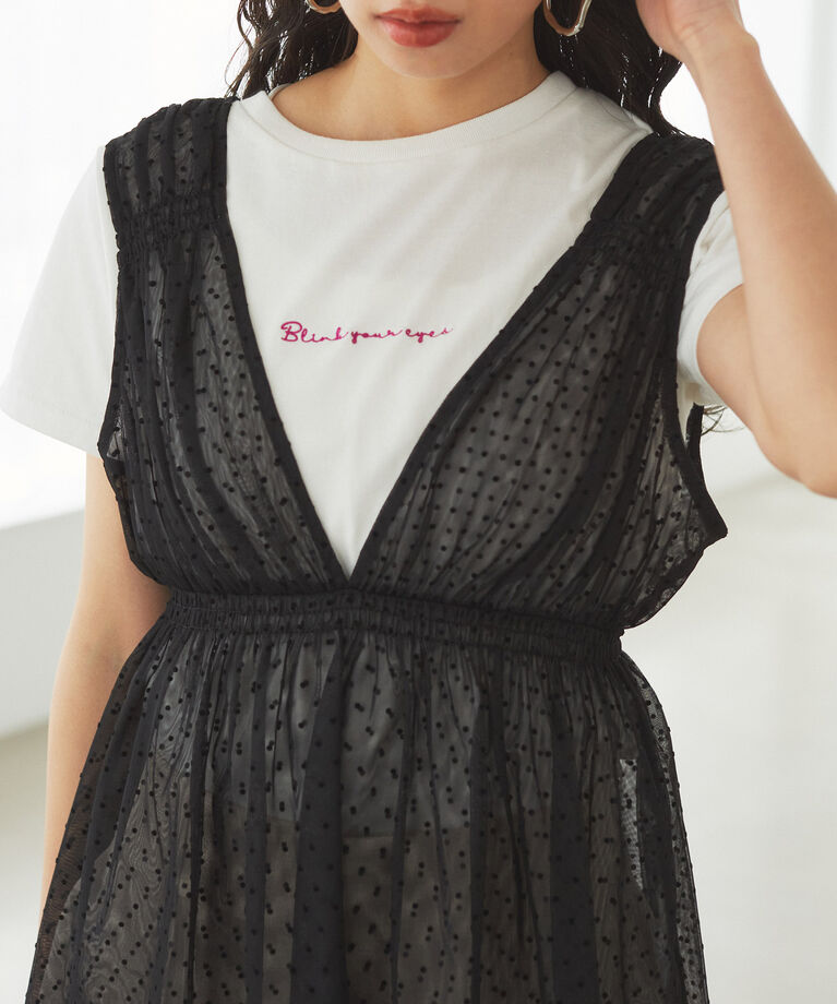 VIS「【汗染み防止・洗える】フロントロゴ刺繍チビTシャツ」|Tシャツ・カットソー|