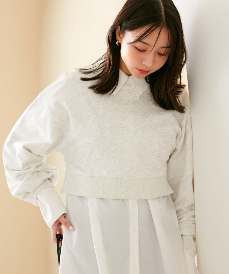 VIS「リブキャミ付きミニ裏毛短丈トップスセット」|スウェット・ジャージ|