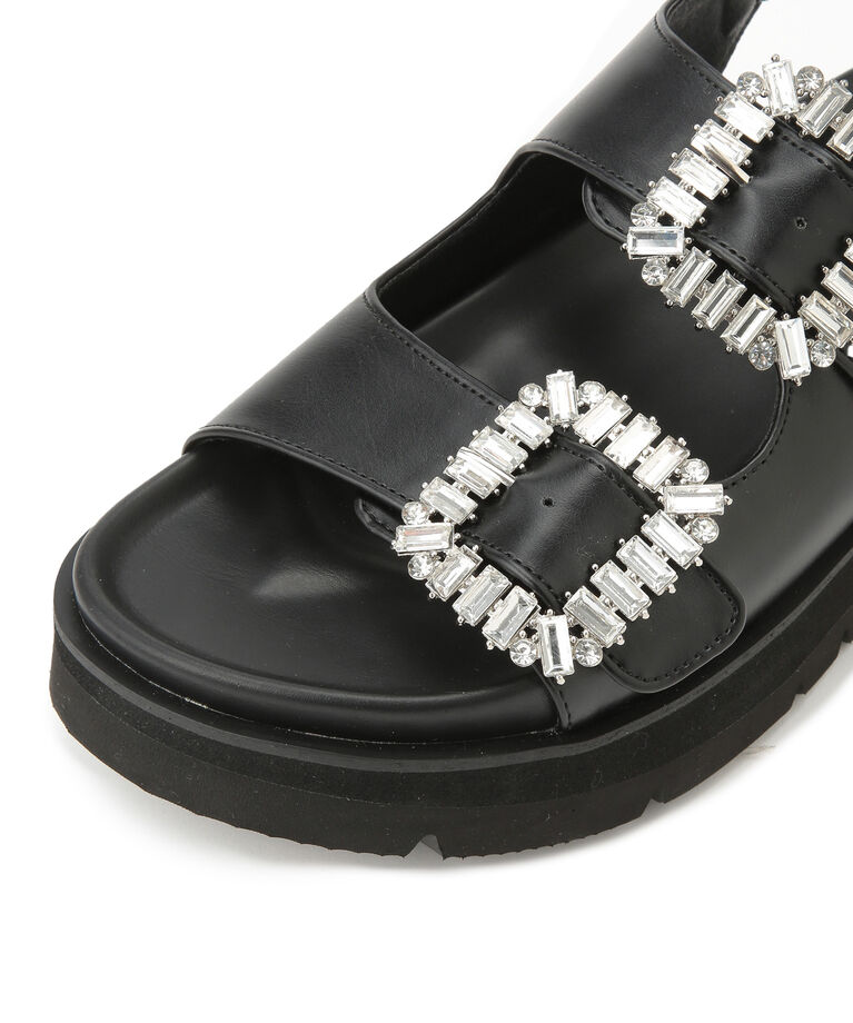 Juze「【軽量】ビジューバックル厚底フットベットサンダル」|サンダル|