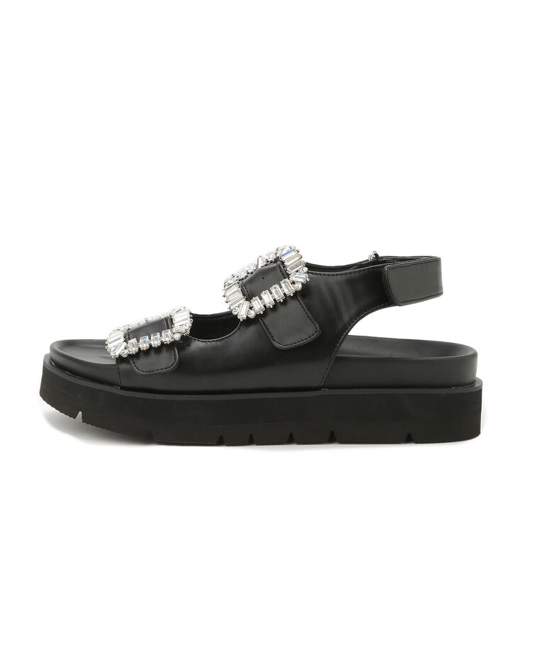 Juze「【軽量】ビジューバックル厚底フットベットサンダル」|サンダル|