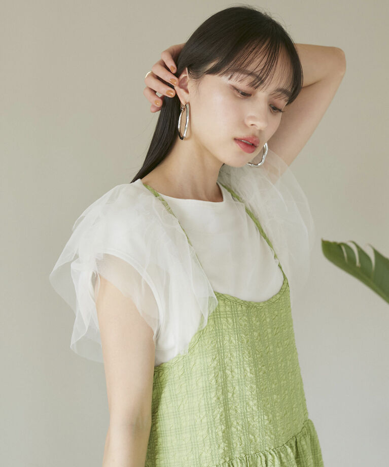 VIS「【洗える】バックリボンチュールドッキングプルオーバー」|Tシャツ・カットソー|オフホワイト(15)