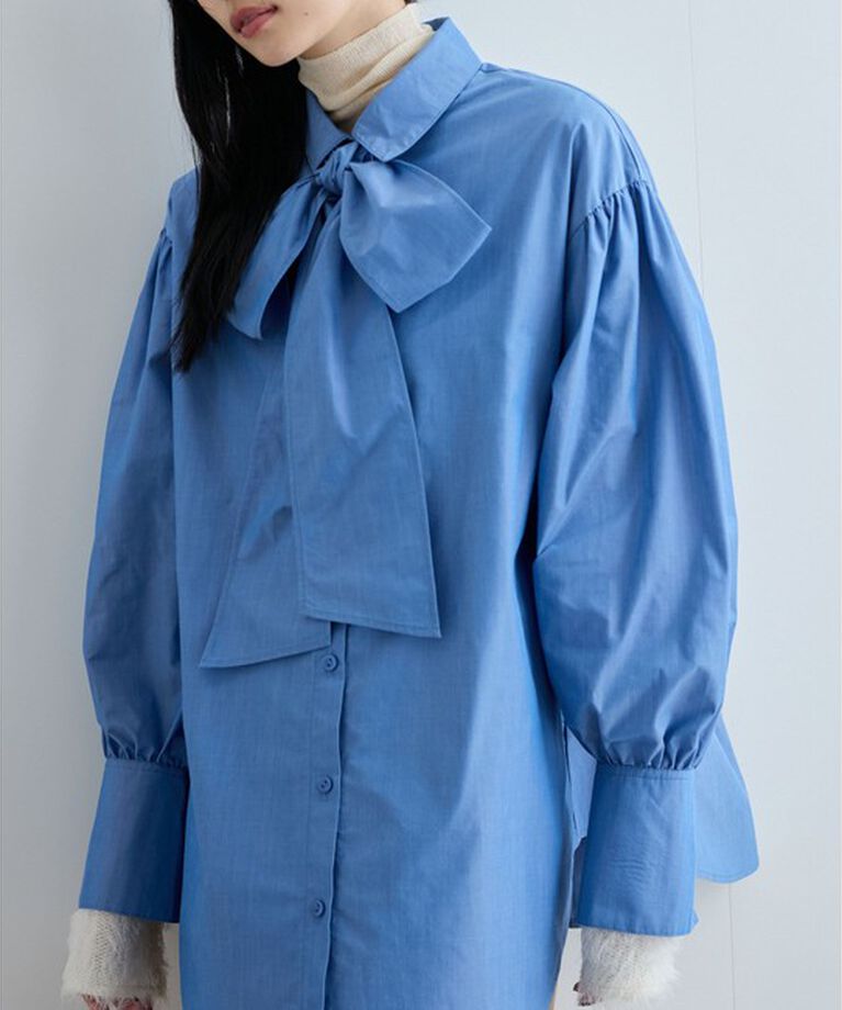 VIS「リボン付きバックシャーリングシャツ」|シャツ・ブラウス|