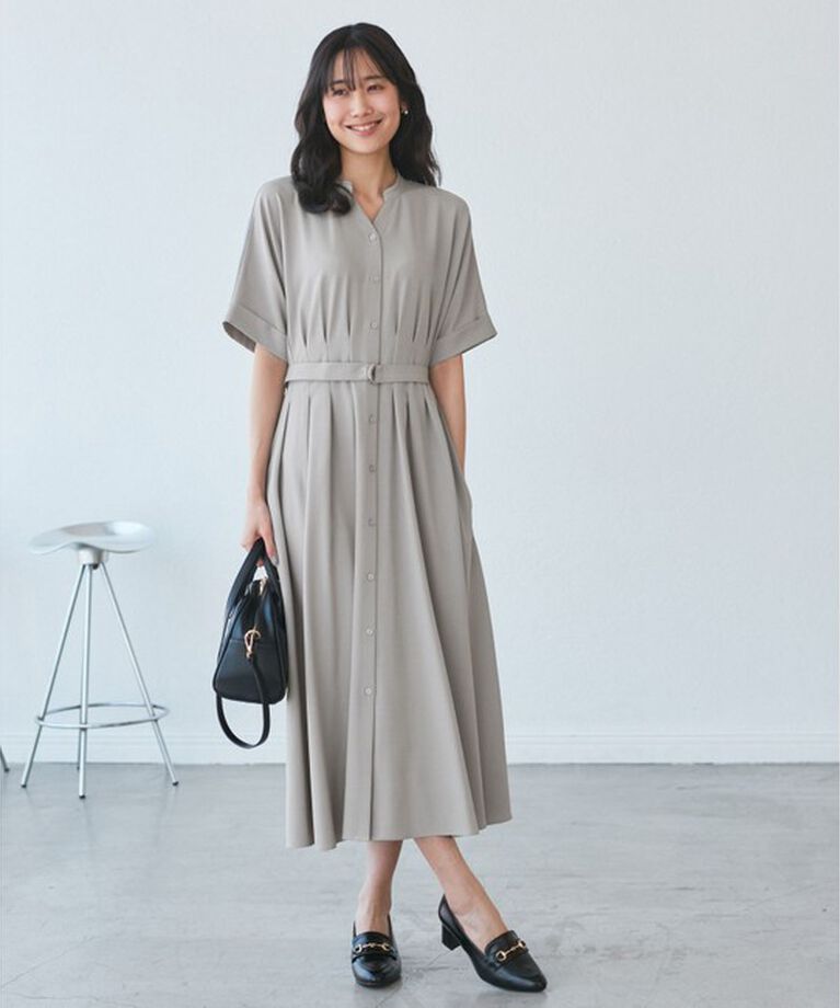 Rope’Picnic「【3サイズ展開】シャツコンシャス半袖ワンピース」|ワンピース|