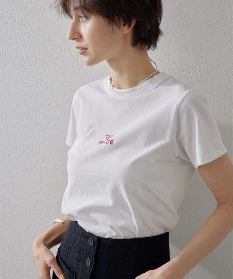 THE PAUSE「【THE PAUSE】THE PAUSE刺繍Tシャツ」|Tシャツ・カットソー|