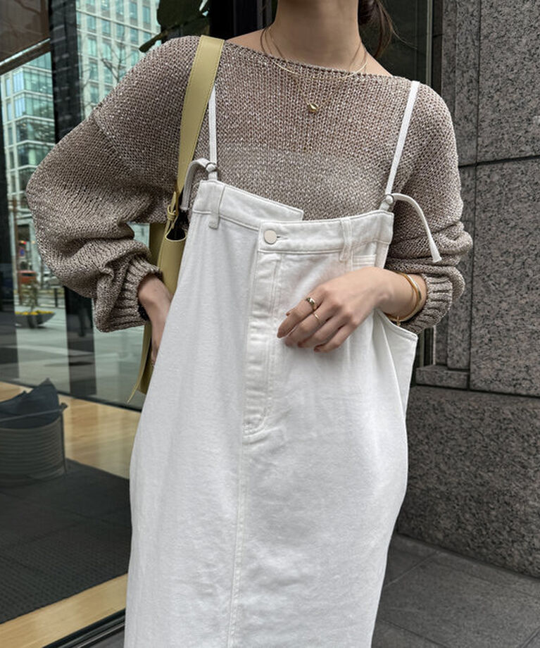  「裾フリンジデニムジャンスカ」|ワンピース|