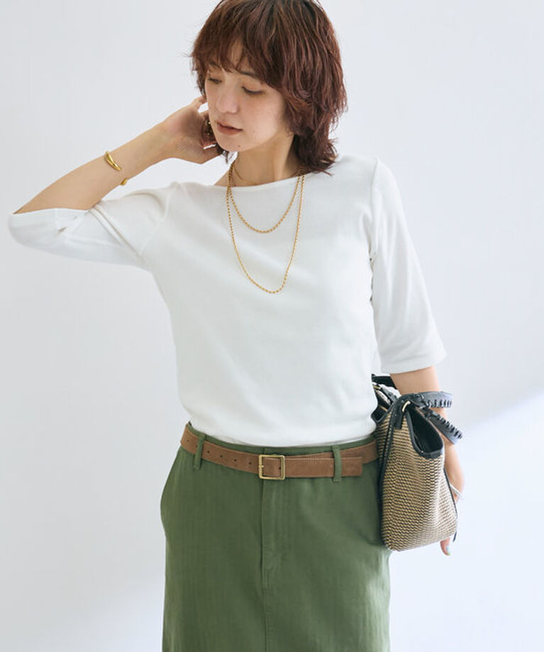  「【ご好評につき新色追加！/全骨格着やせ】2wayテレコTシャツ」|Tシャツ・カットソー|