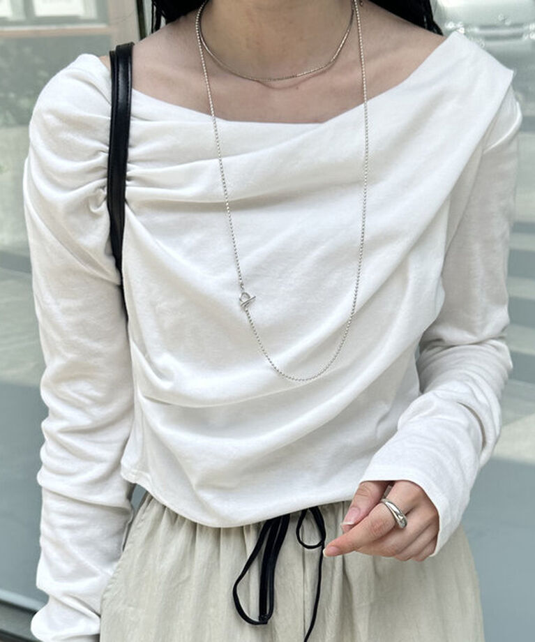  「オフショルロングTシャツ」|Tシャツ・カットソー|