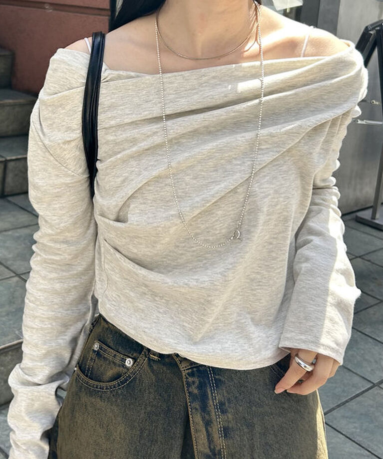  「オフショルロングTシャツ」|Tシャツ・カットソー|