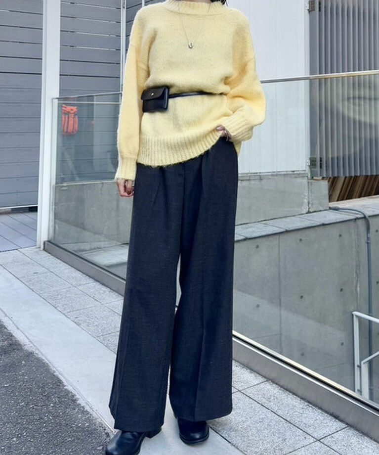  「モヘアライクベルトポーチ付きニット」|ニット・セーター|