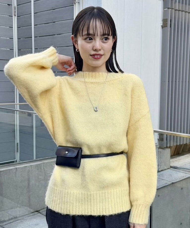  「モヘアライクベルトポーチ付きニット」|ニット・セーター|