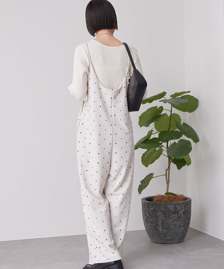  「ドット刺繍キャミサロペ」|オールインワン|