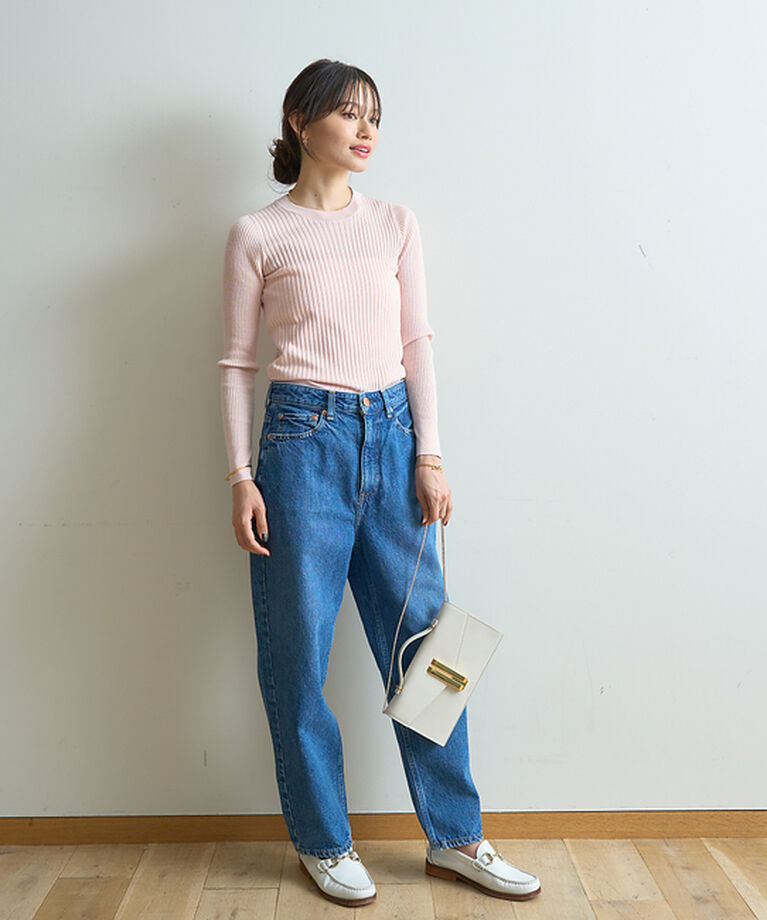 Rouge vif「シルク混ワイドリブプルオーバーニット」|ニット・セーター|