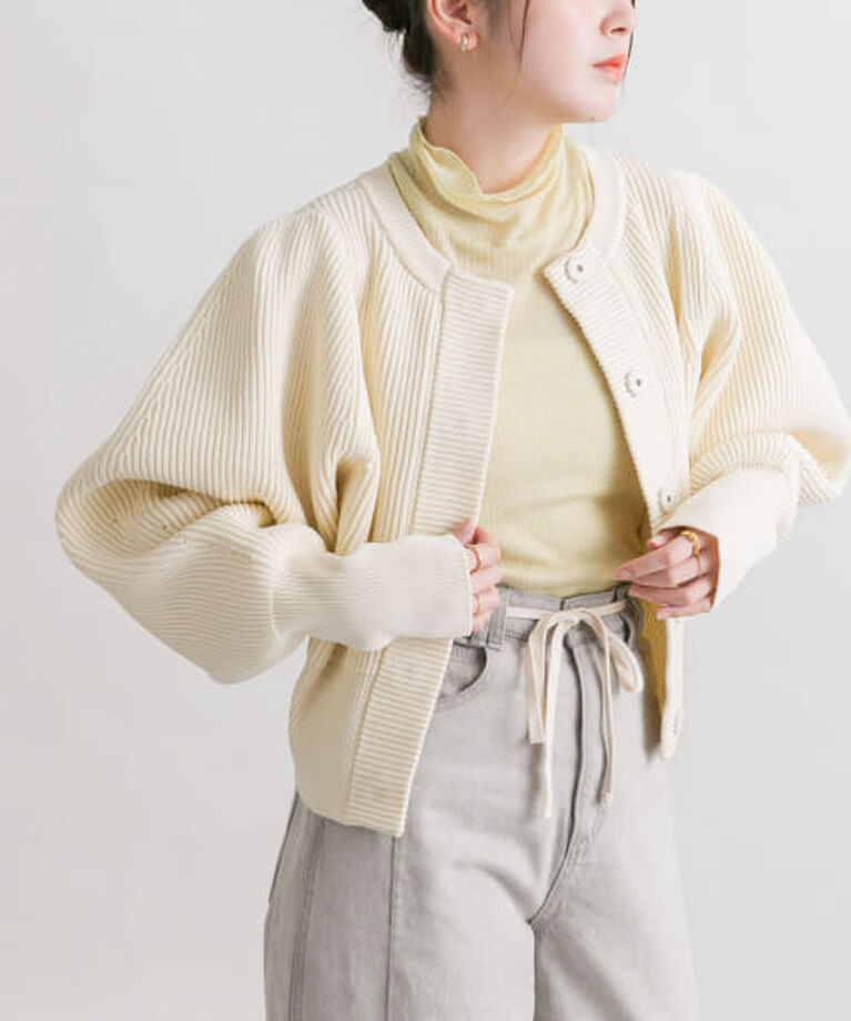  「KBF フォルムニットカーディガン」|カーディガン|IVORY