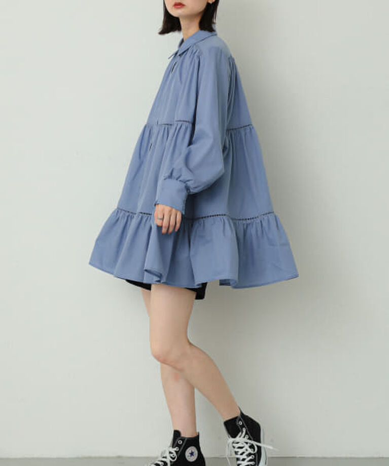 SENSE OF PLACE by URBAN RESEARCH「SENSE OF PLACE ティアードミディワンピース」|ワンピース|BLUE