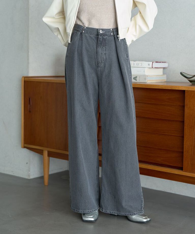 earth music&ecology「タックホックデニムパンツ」|デニム|
