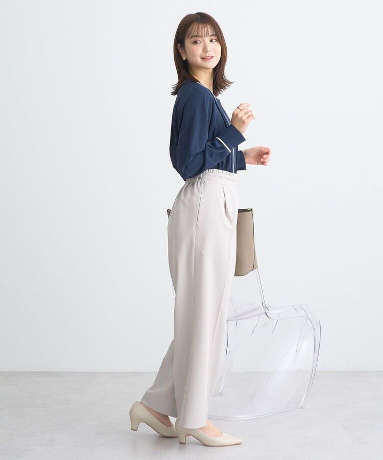 earth music&ecology「バイカラータックブラウス　25SS オフィス 春 夏」|シャツ・ブラウス|