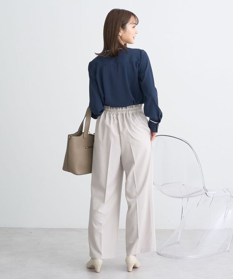 earth music&ecology「バイカラータックブラウス　25SS オフィス 春 夏」|シャツ・ブラウス|