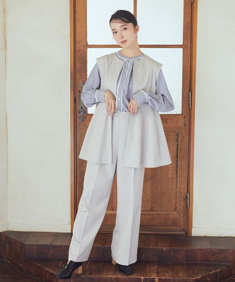 earth music&ecology「バイカラータックブラウス　25SS オフィス 春 夏」|シャツ・ブラウス|