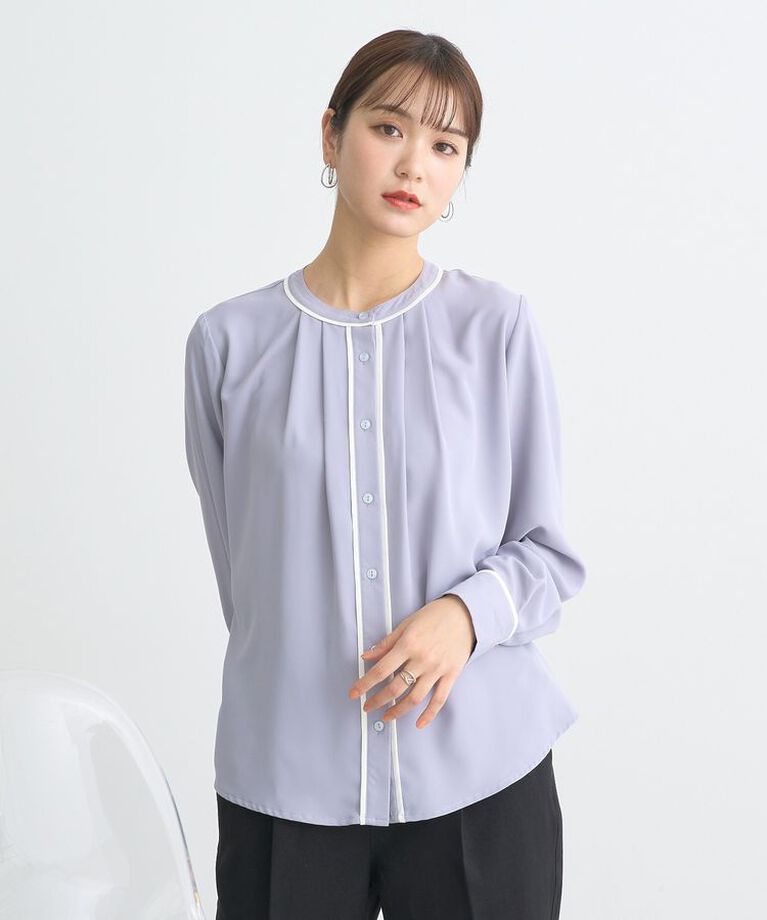 earth music&ecology「バイカラータックブラウス　25SS オフィス 春 夏」|シャツ・ブラウス|