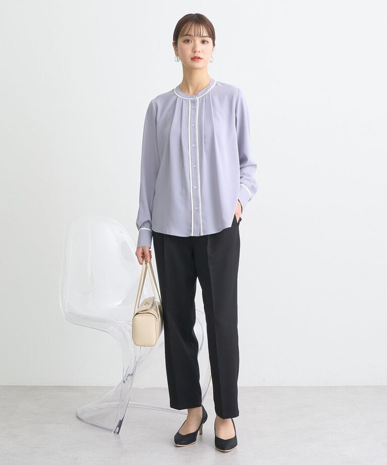 earth music&ecology「バイカラータックブラウス　25SS オフィス 春 夏」|シャツ・ブラウス|