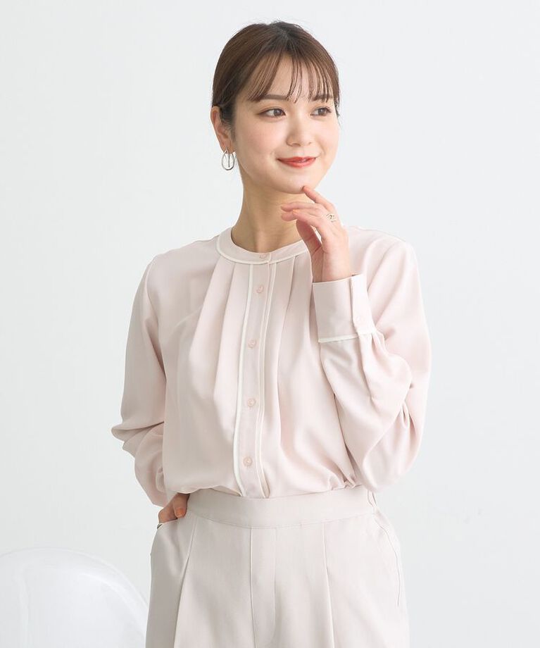 earth music&ecology「バイカラータックブラウス　25SS オフィス 春 夏」|シャツ・ブラウス|