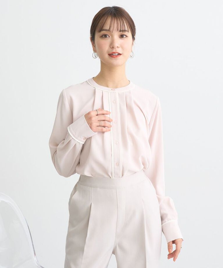 earth music&ecology「バイカラータックブラウス　25SS オフィス 春 夏」|シャツ・ブラウス|