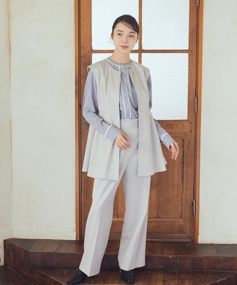 earth music&ecology「バイカラータックブラウス　25SS オフィス 春 夏」|シャツ・ブラウス|
