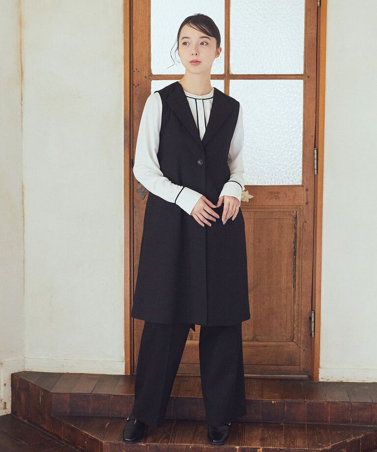 earth music&ecology「バイカラータックブラウス　25SS オフィス 春 夏」|シャツ・ブラウス|
