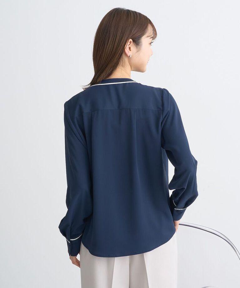 earth music&ecology「バイカラータックブラウス　25SS オフィス 春 夏」|シャツ・ブラウス|