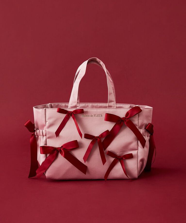Maison de FLEUR「サイドポケットリボンサテントートバッグ」|トートバッグ|