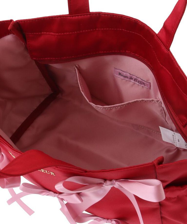 Maison de FLEUR「サイドポケットリボンサテントートバッグ」|トートバッグ|