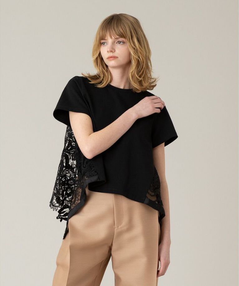 LOULOU WILLOUGHBY「【LOULOU WILLOUGHBY】レースドッキングプルオーバー」|Tシャツ・カットソー|ブラック