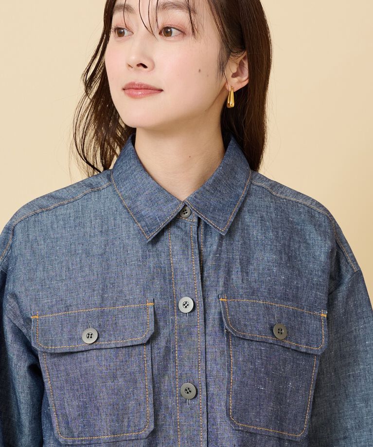 UNTITLED「【セットアップ可能】ヘンプシャンブレー オーバーシャツ」|シャツ・ブラウス|