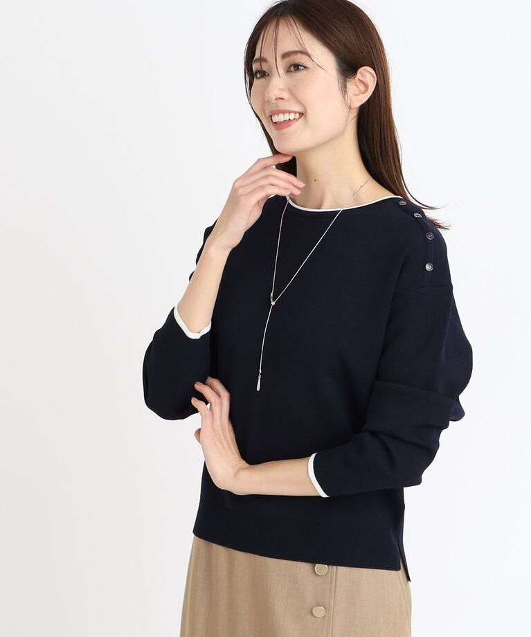 Reflect「【春SALE／WEB限定カラーあり／セットアップ可】ダブルジャカードニット」|ニット・セーター|ネイビー(594)