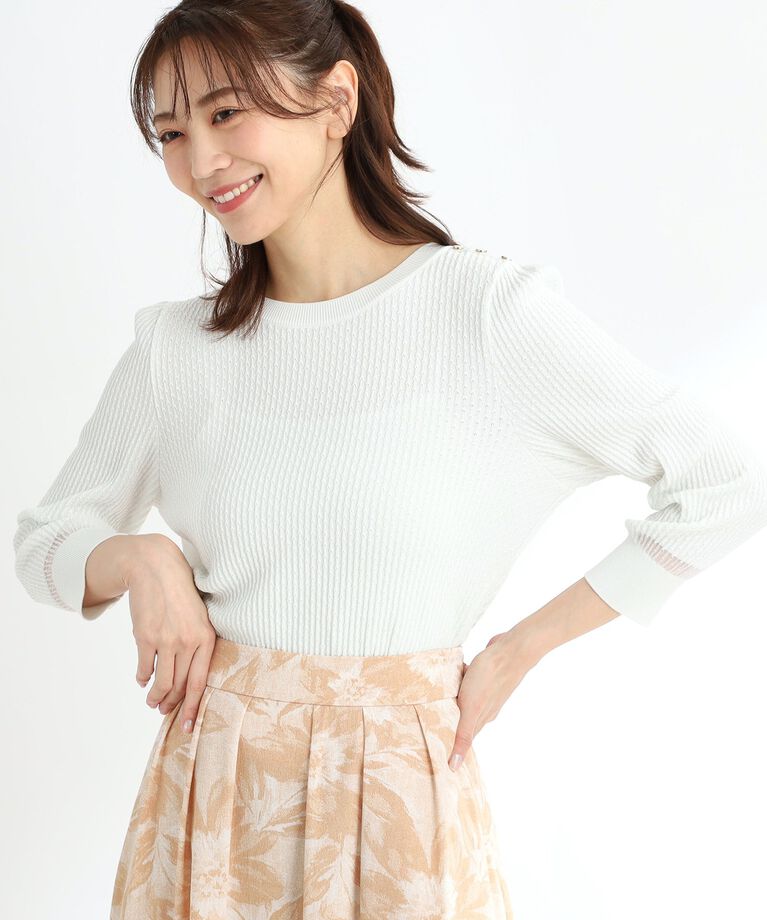 Reflect「【春SALE】ボタンディティールニット」|ニット・セーター|オフホワイト(003