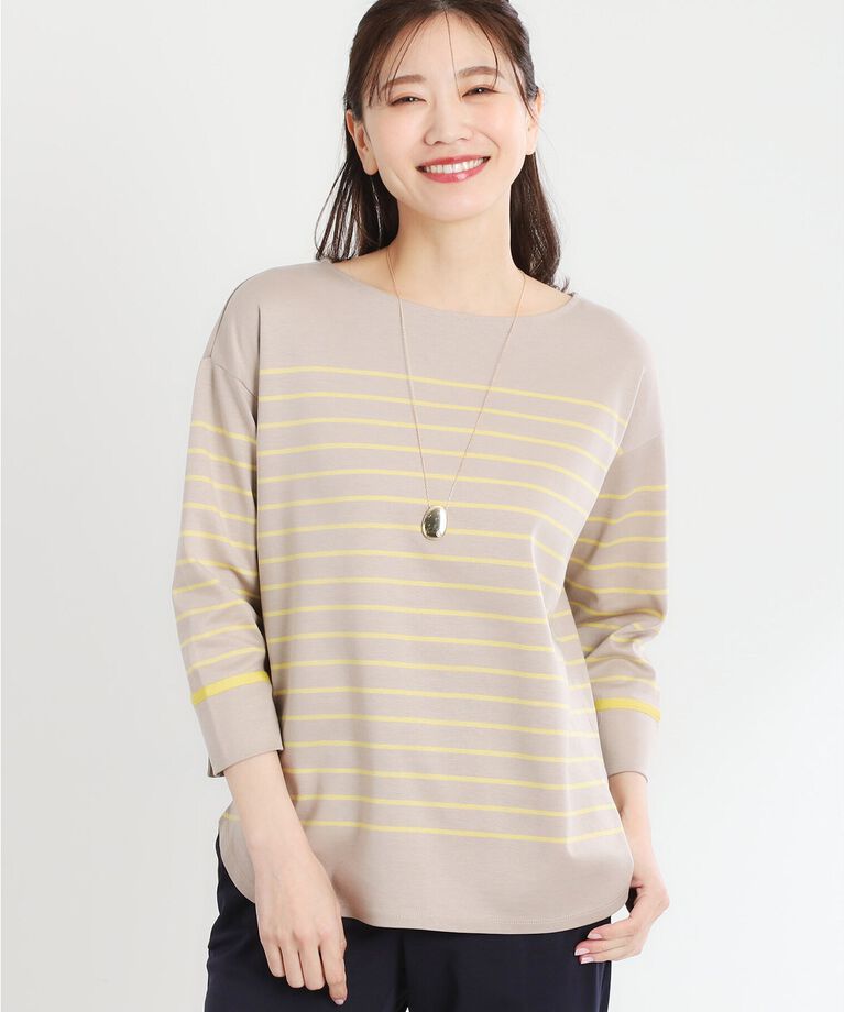 Reflect「【UVカット／接触冷感／洗える】パネルボーダープルオーバー」|Tシャツ・カットソー|イエロー(331)