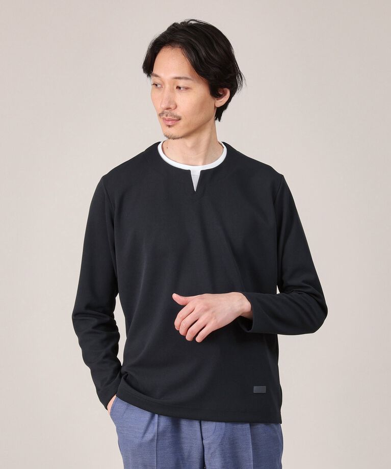 TAKEO KIKUCHI「【Made in JAPAN】フェイクレイヤード　キーネック　カットソー」|Tシャツ・カットソー|ブルー(093)