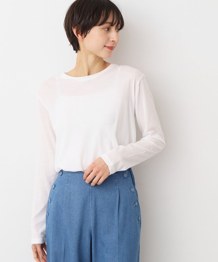 Dessin「【洗える】クルーネックシースルーロンT」|Tシャツ・カットソー|ホワイト(001)